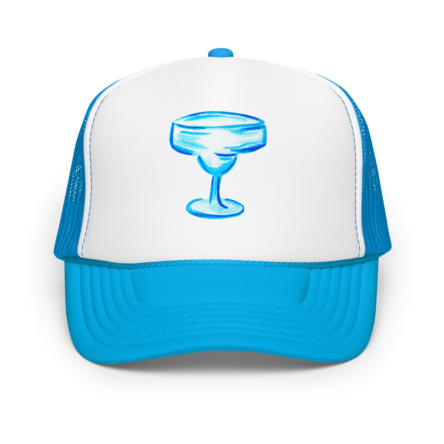 Bold Turquoise Margarita Glass Watercolor Illustration | 6 Colors Blue White Blue