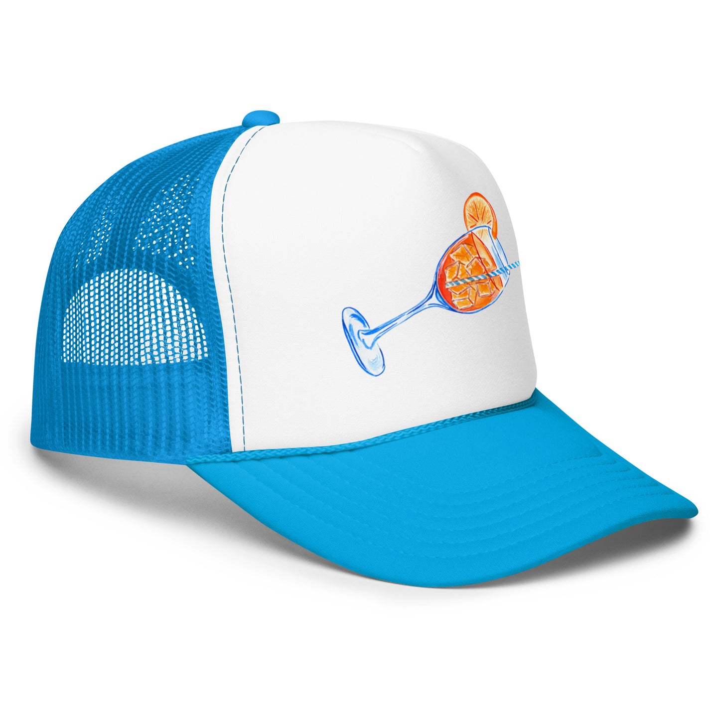 Aperol Spritz Watercolor Illustrated Trucker Hat