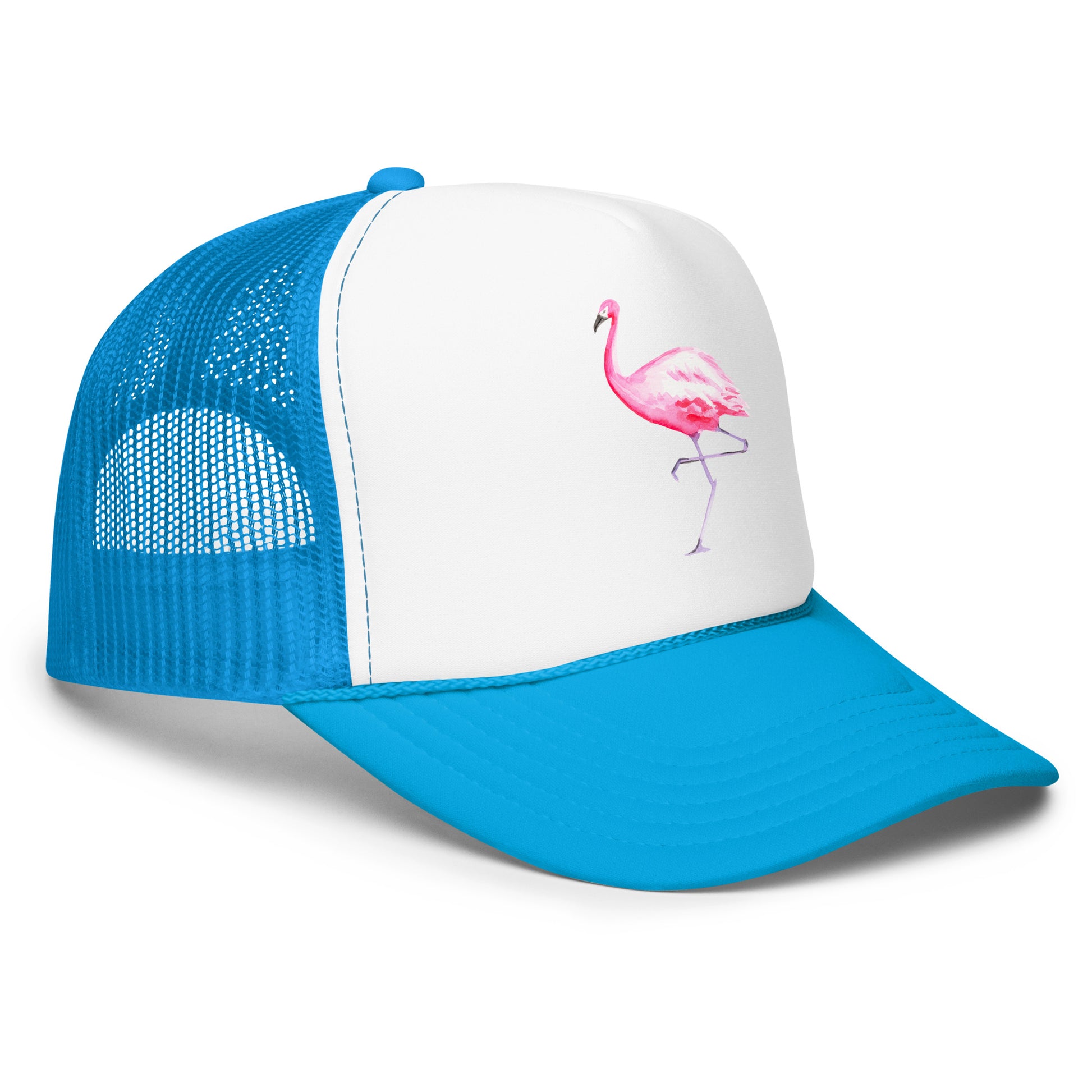 Pink Flamingo Watercolor Illustrated Trucker Hat | 9 Colors