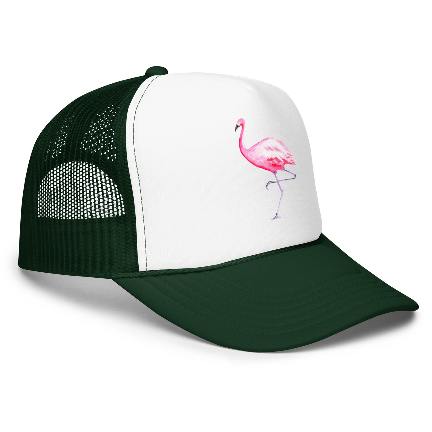 Pink Flamingo Watercolor Illustrated Trucker Hat | 9 Colors
