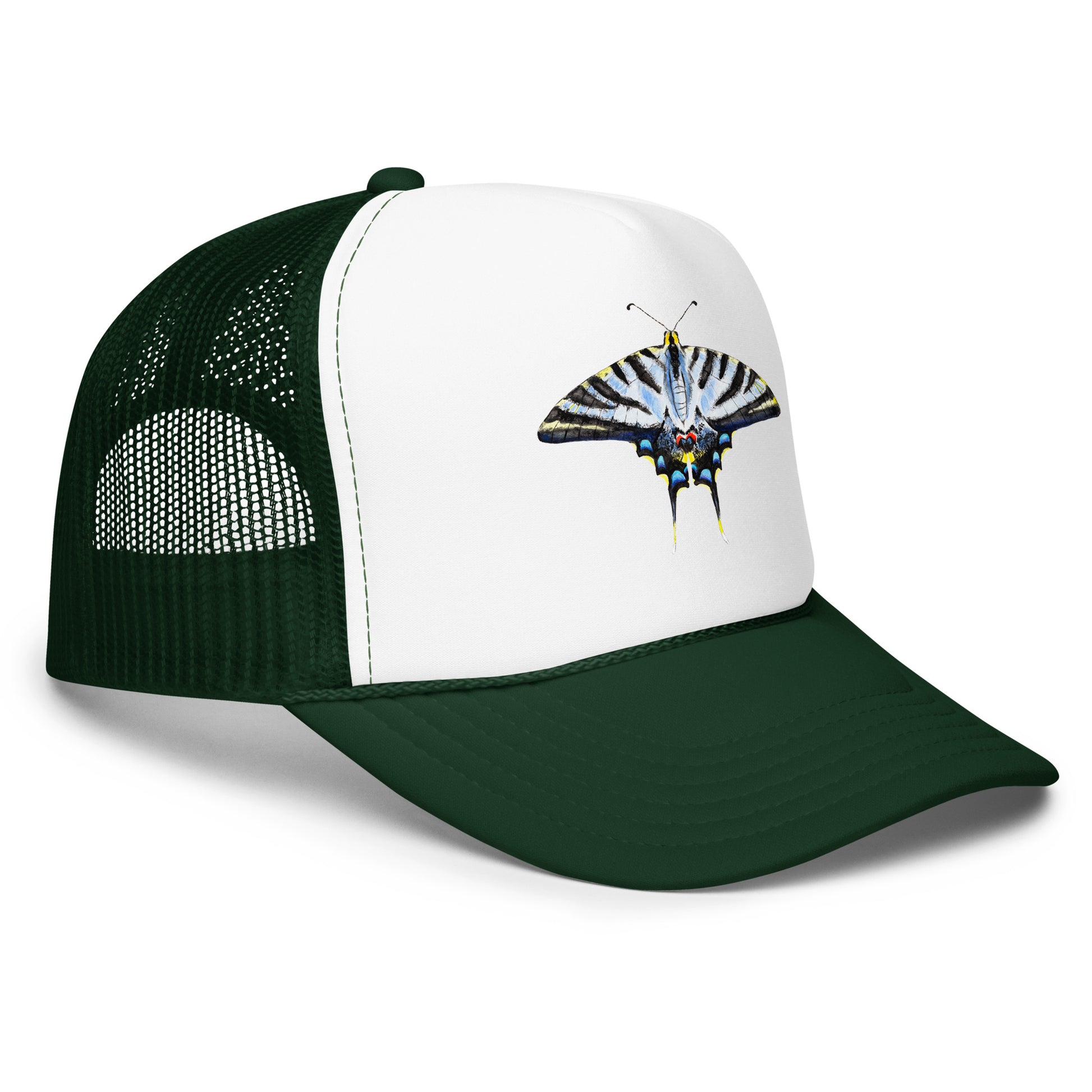 Light Blue Swallowtail Butterfly Watercolor Printer Trucker Hat | Various Hats