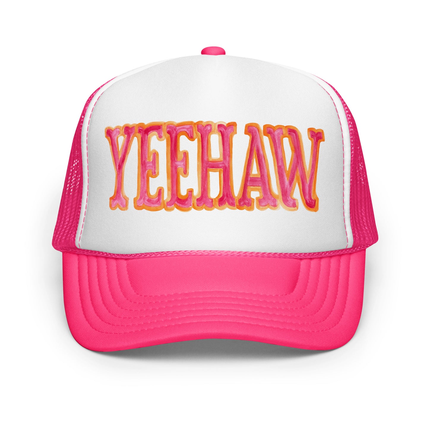 Yeehaw Hot Pink & Orange Trucker Hat Hot Pink White Hot Pink