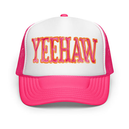 Yeehaw Hot Pink & Orange Trucker Hat Hot Pink White Hot Pink