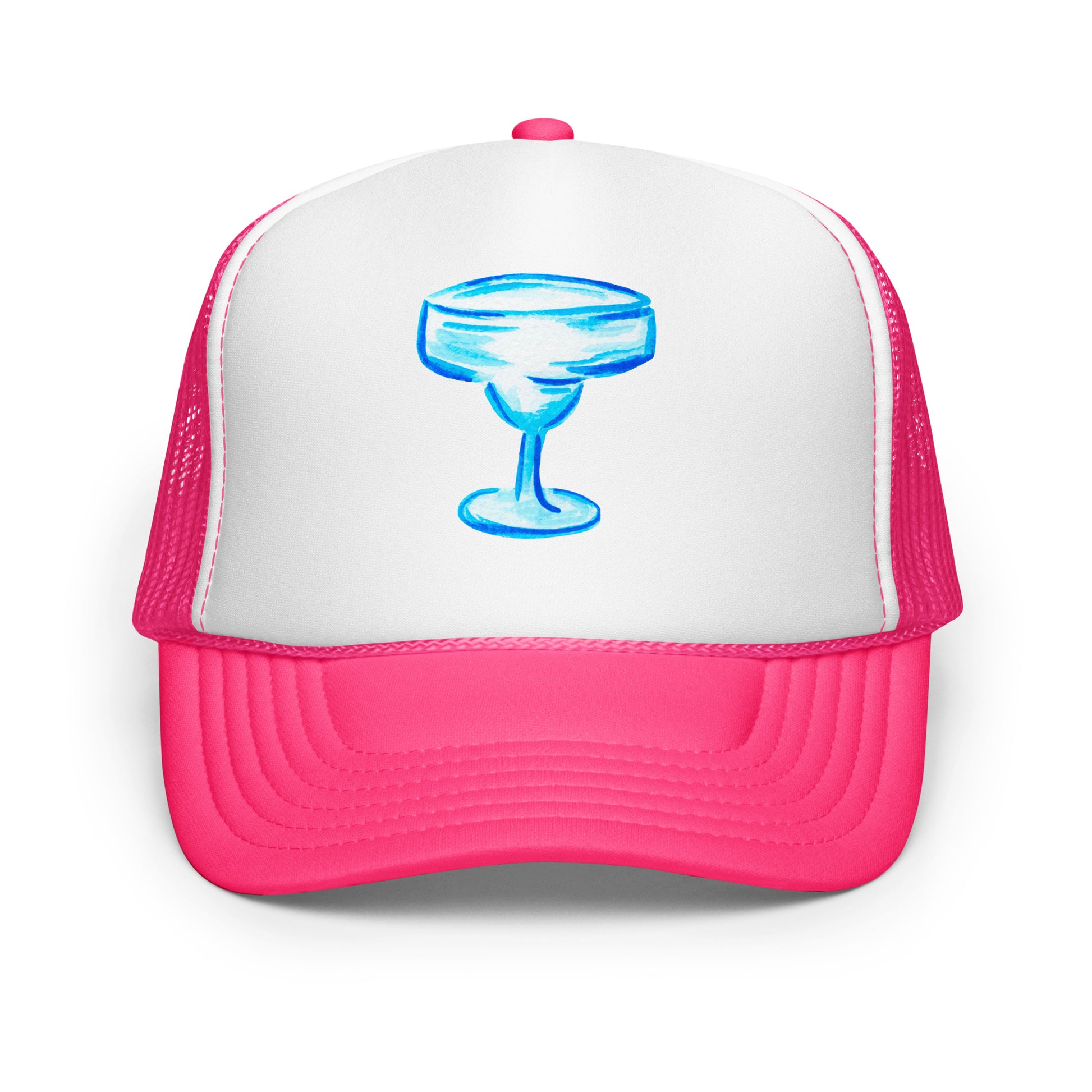 Bold Turquoise Margarita Glass Watercolor Illustration | 6 Colors Hot Pink White Hot Pink