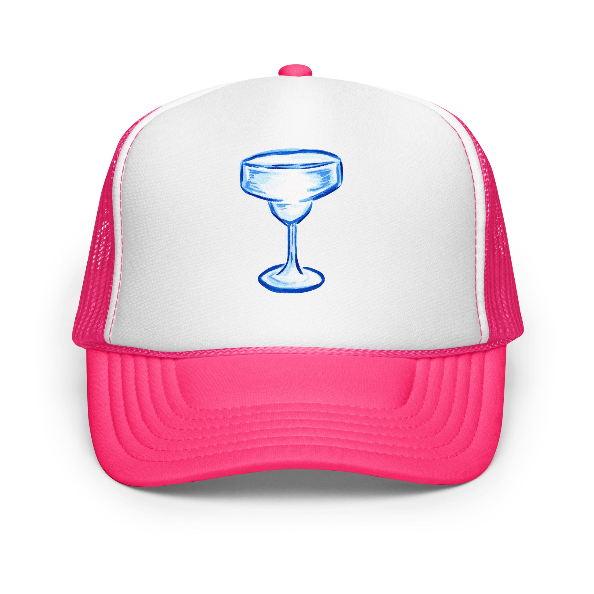 Blue Margarita Glass Watercolor Illustration | 5 Colors Hot Pink White Hot Pink