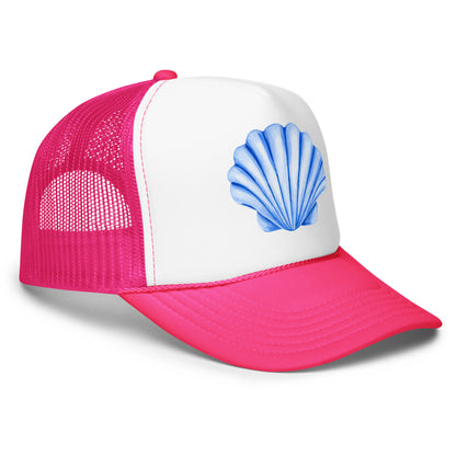 Blue Sea Shell Watercolor Illustrated Trucker Hat | 7 Colors