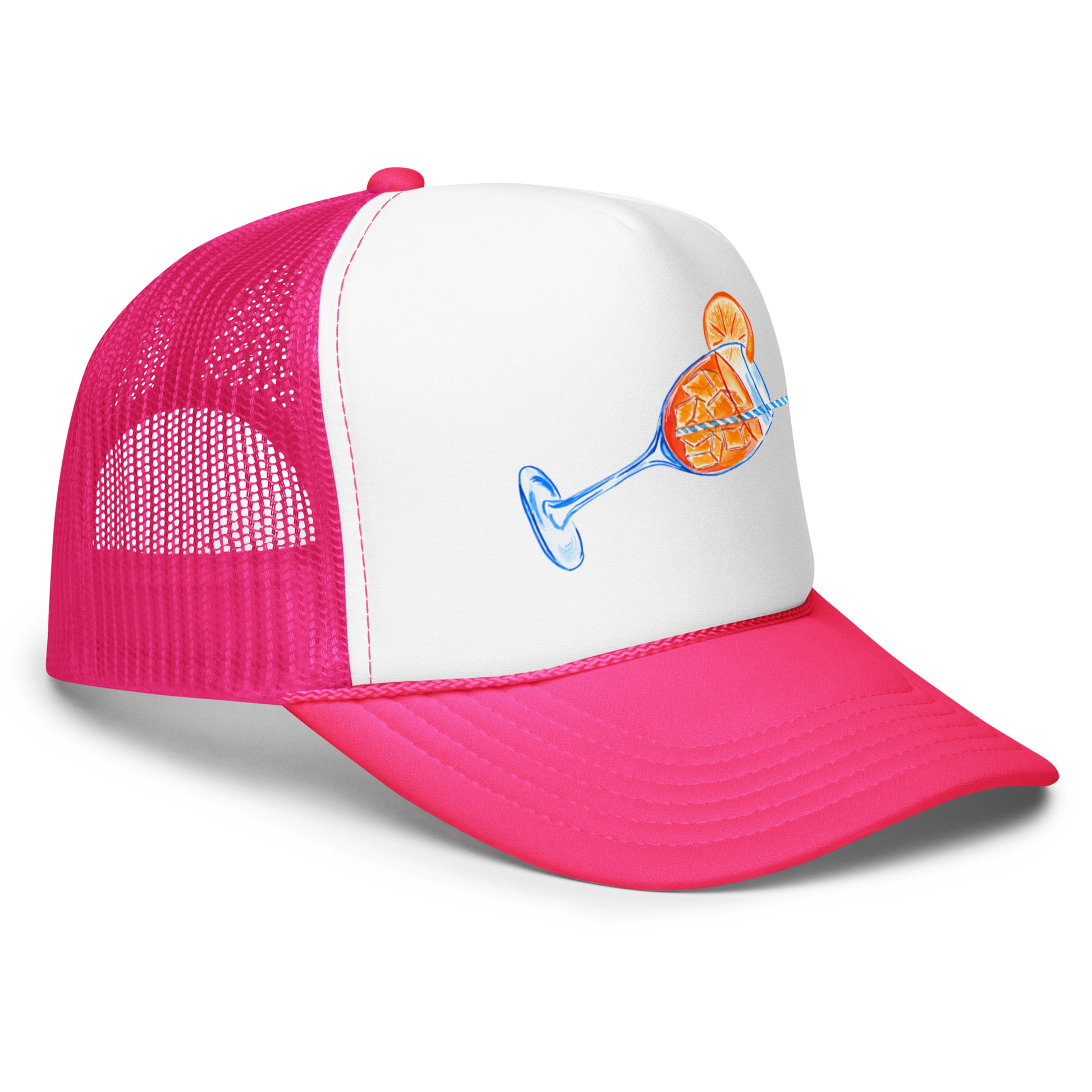 Aperol Spritz Watercolor Illustrated Trucker Hat