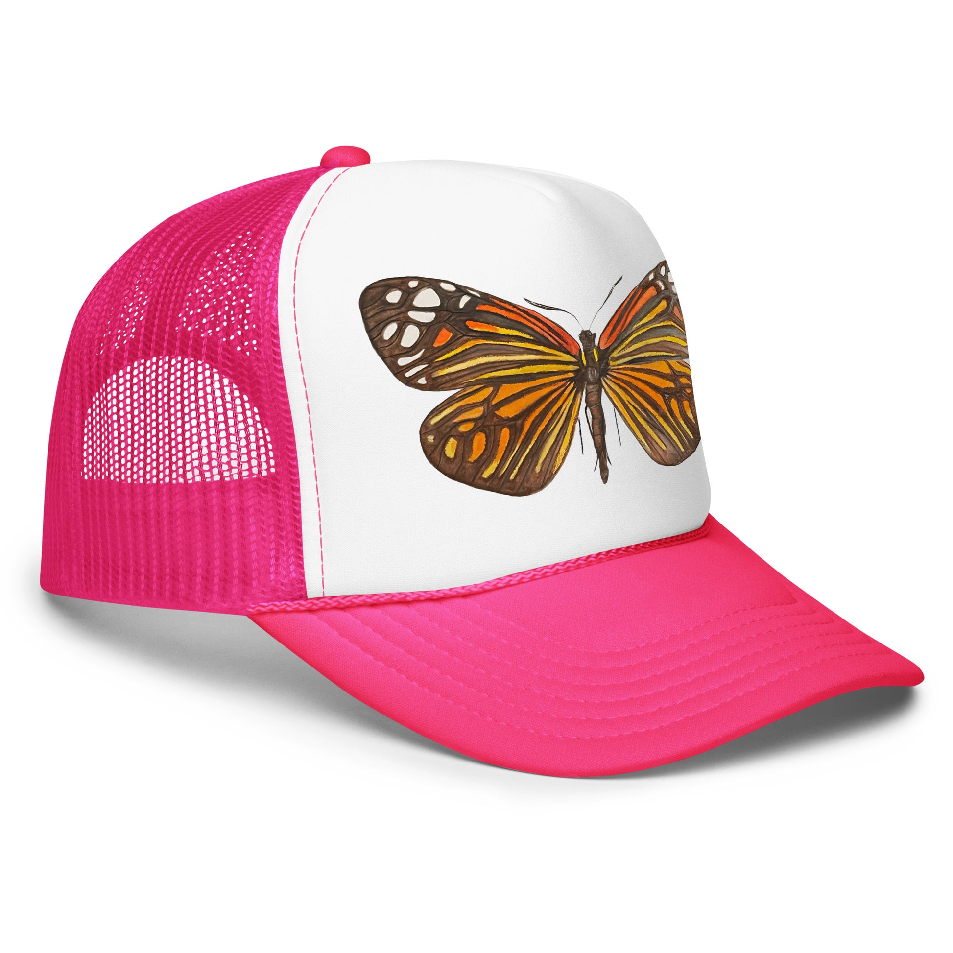Orange & Black Butterfly Watercolor Illustrated Trucker Hat | 4 Colors