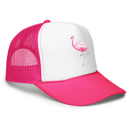 Pink Flamingo Watercolor Illustrated Trucker Hat | 9 Colors