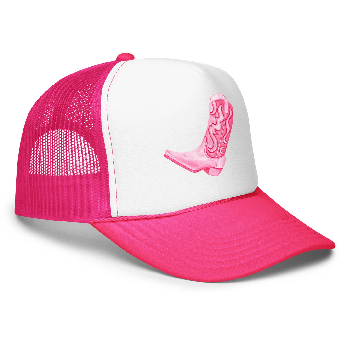 Hot Pink Cowboy Watercolor Printed Trucker Hat | Various Colors