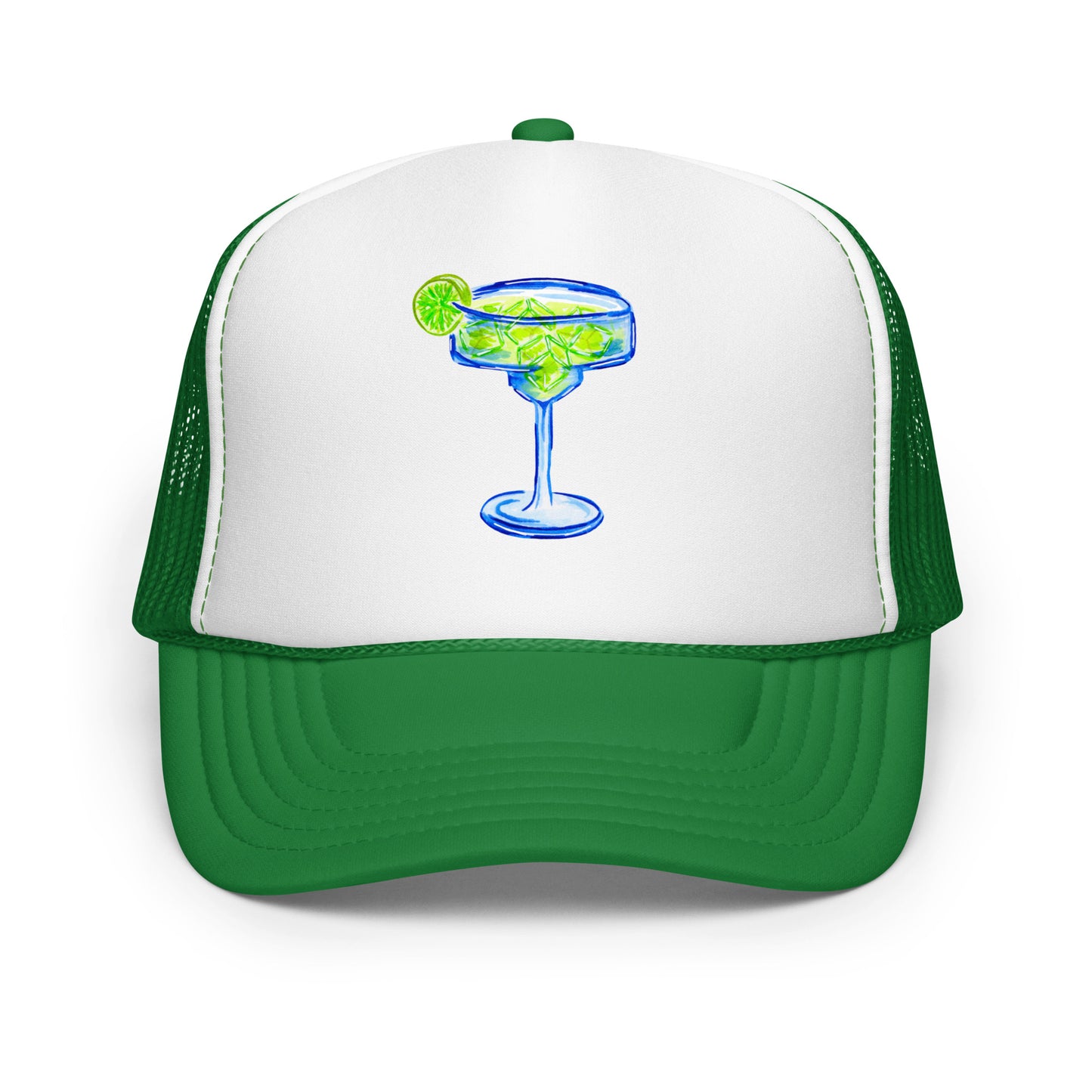 Margarita Watercolor Illustrated Trucker Hat | 6 Colors Kelly White Kelly