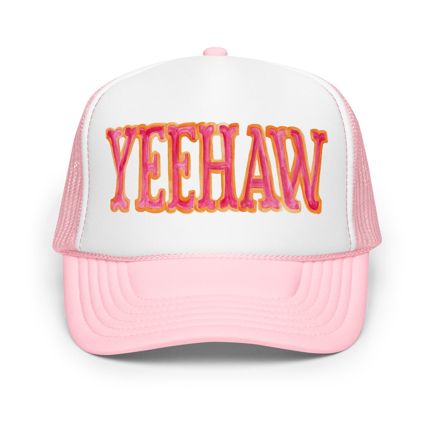 Yeehaw Hot Pink & Orange Trucker Hat Light Pink White Light Pink