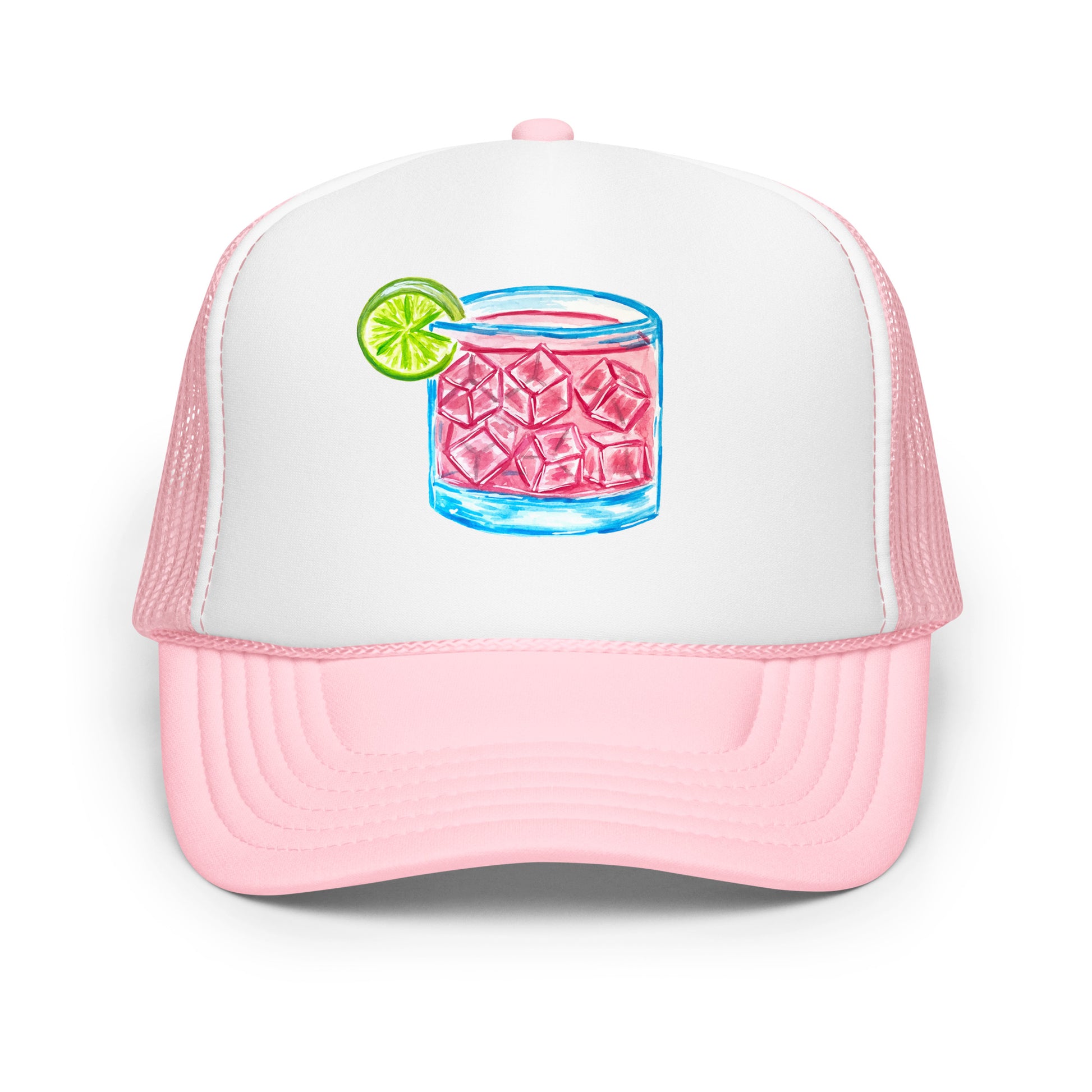 Paloma Watercolor Illustrated Foam Trucker Hat | 5 Colors Light Pink White Light Pink