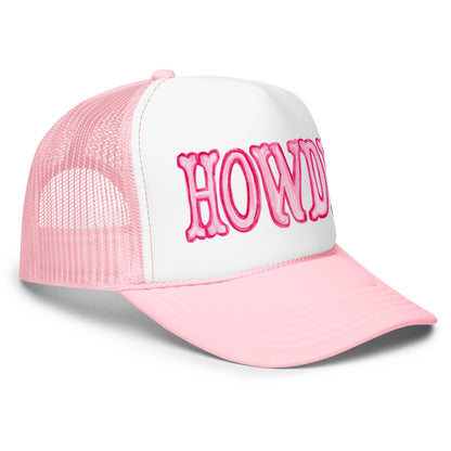 Hot Pink Howdy Watercolor Illustration Trucker Hat | 4 Colors
