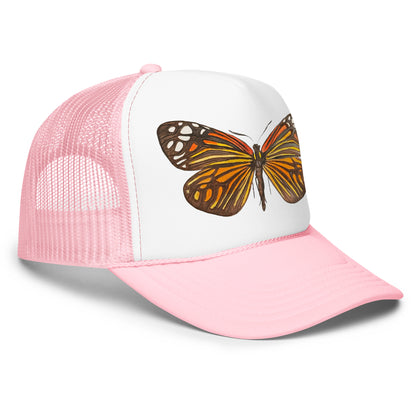 Orange & Black Butterfly Watercolor Illustrated Trucker Hat | 4 Colors