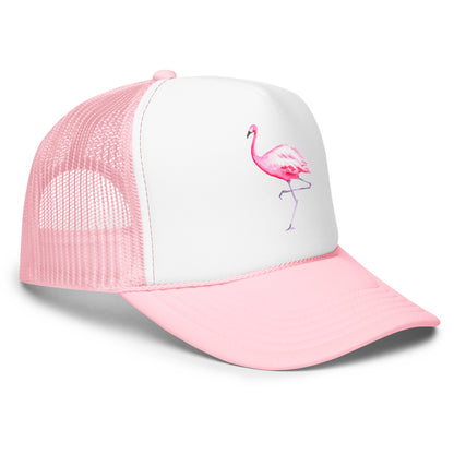 Pink Flamingo Watercolor Illustrated Trucker Hat | 9 Colors
