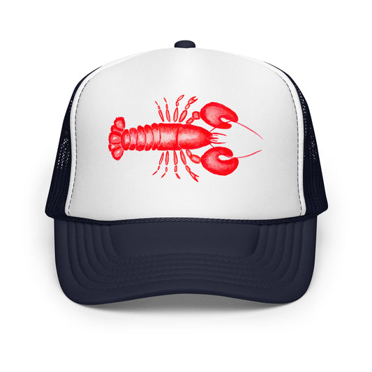 Red Lobster Watercolor Illustrated Trucker Hat | 6 Colors Navy & White