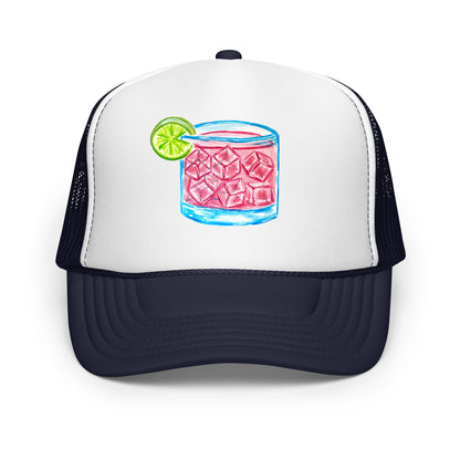 Paloma Watercolor Illustrated Foam Trucker Hat | 5 Colors Navy White Navy