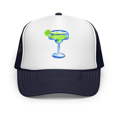 Margarita Watercolor Illustrated Trucker Hat | 6 Colors Navy White Navy
