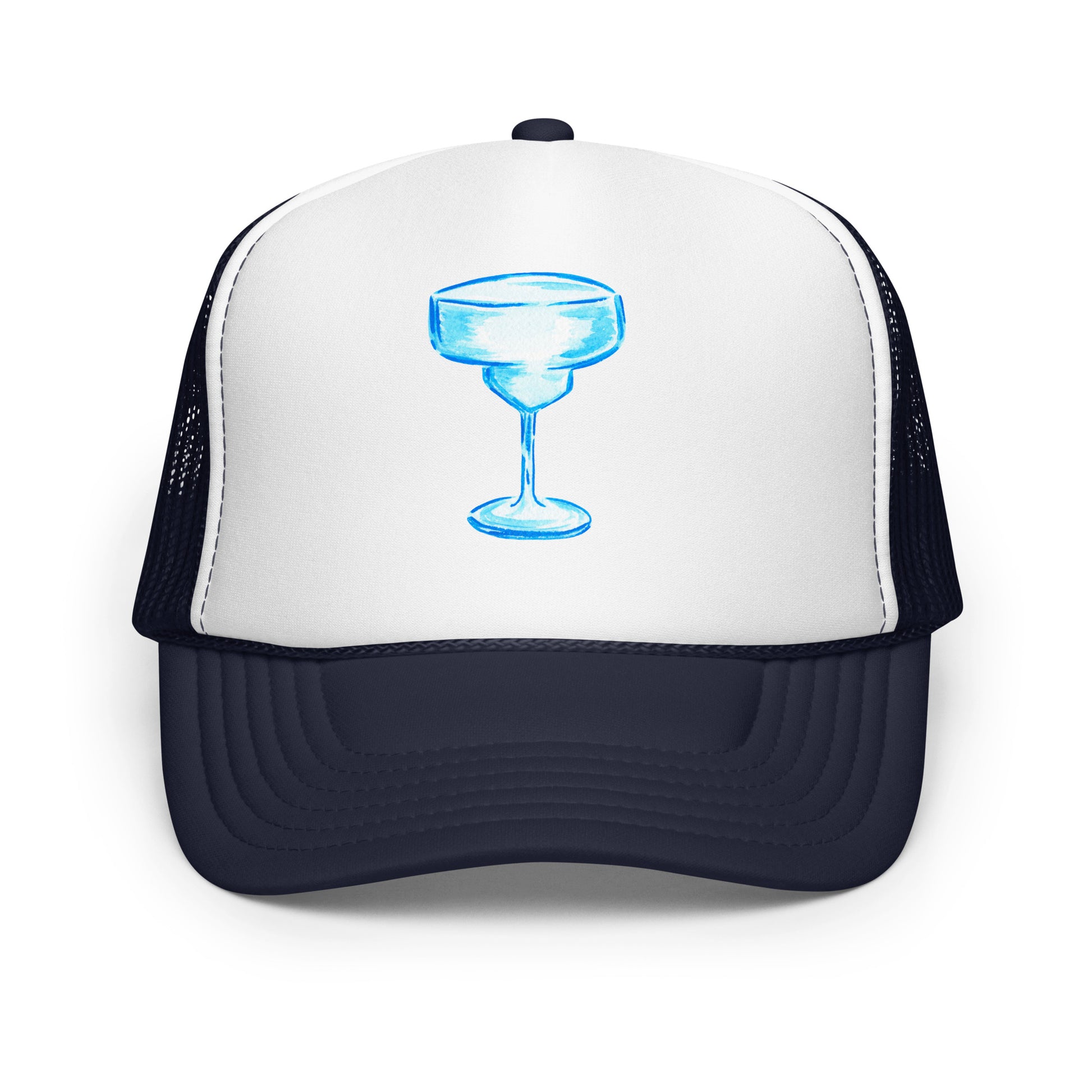 Turquoise Margarita Glass Watercolor Illustration | 6 Colors Navy White Navy