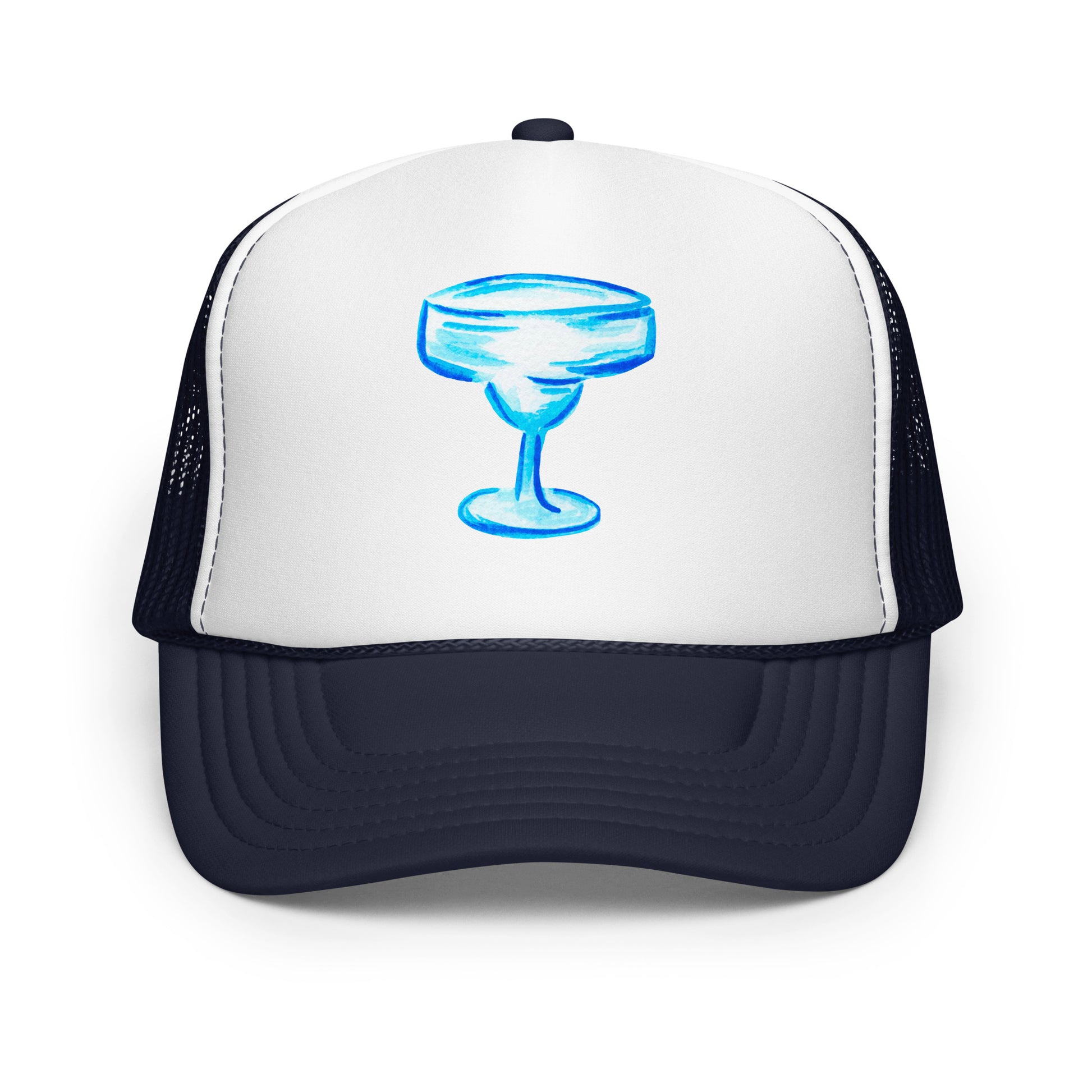 Bold Turquoise Margarita Glass Watercolor Illustration | 6 Colors Navy White Navy