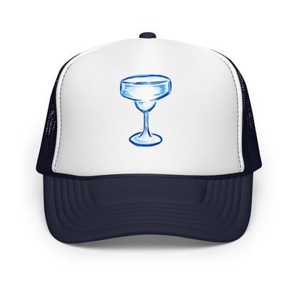 Blue Margarita Glass Watercolor Illustration | 5 Colors Navy White Navy