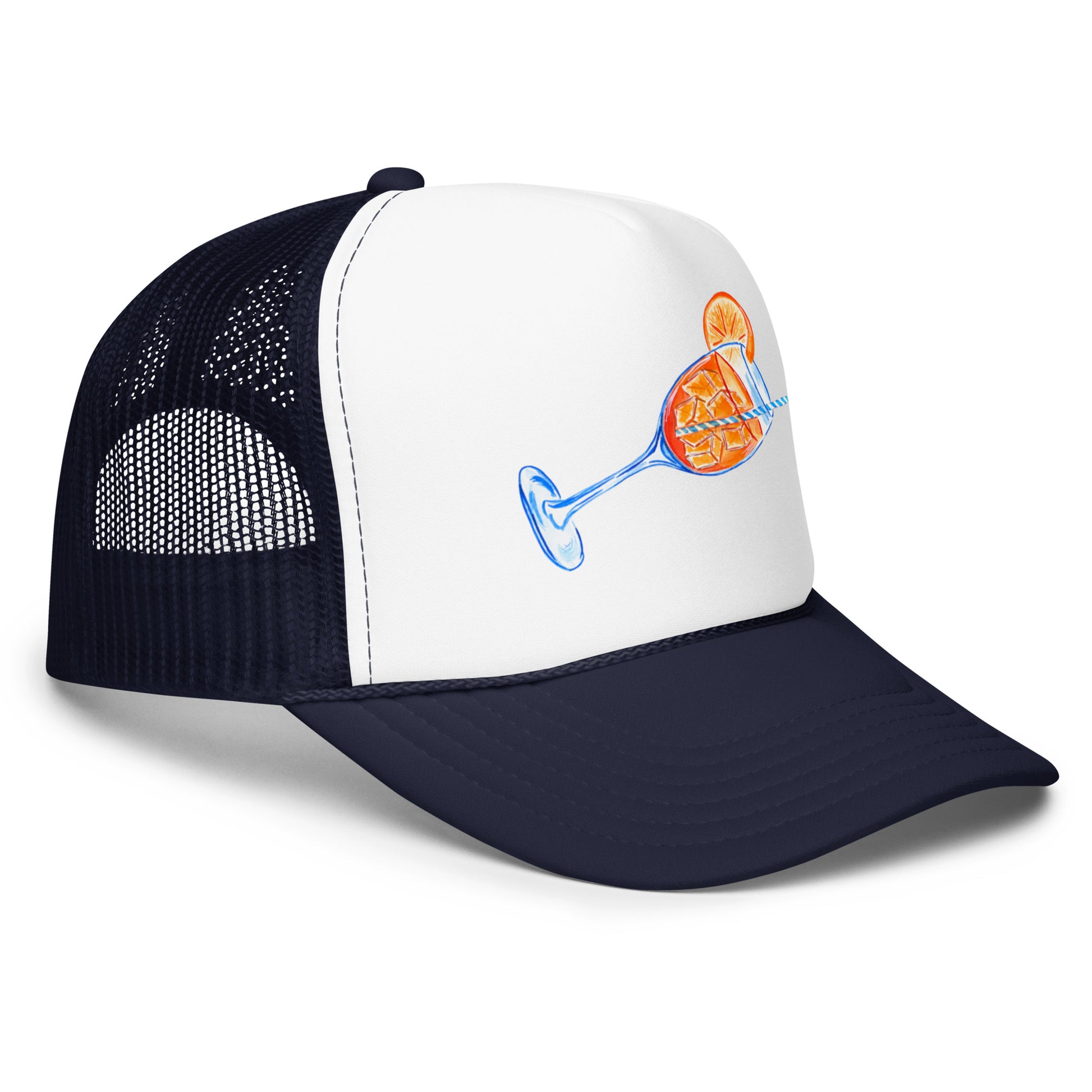Aperol Spritz Watercolor Illustrated Trucker Hat