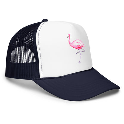 Pink Flamingo Watercolor Illustrated Trucker Hat | 9 Colors