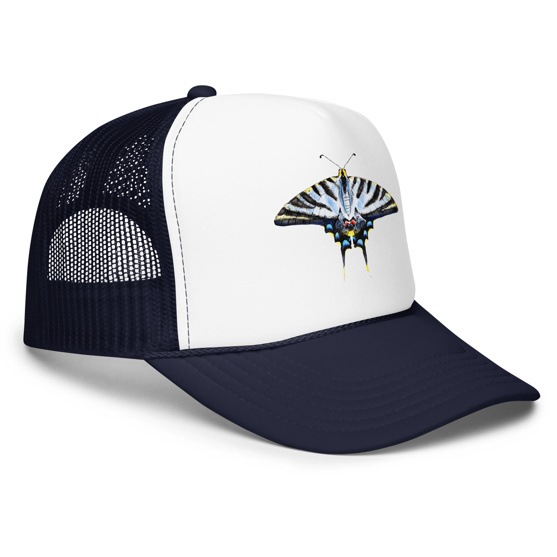 Light Blue Swallowtail Butterfly Watercolor Printer Trucker Hat | Various Hats