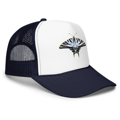 Light Blue Swallowtail Butterfly Watercolor Printer Trucker Hat | Various Hats