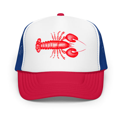 Red Lobster Watercolor Illustrated Trucker Hat | 6 Colors Red & Royal Blue
