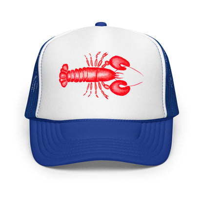 Red Lobster Watercolor Illustrated Trucker Hat | 6 Colors Royal Blue & White