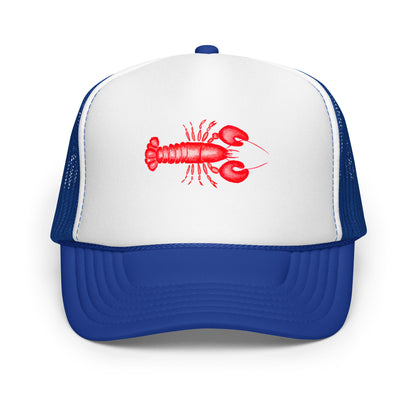 Mini Red Lobster Watercolor Illustrated Trucker Hat Royal White Royal