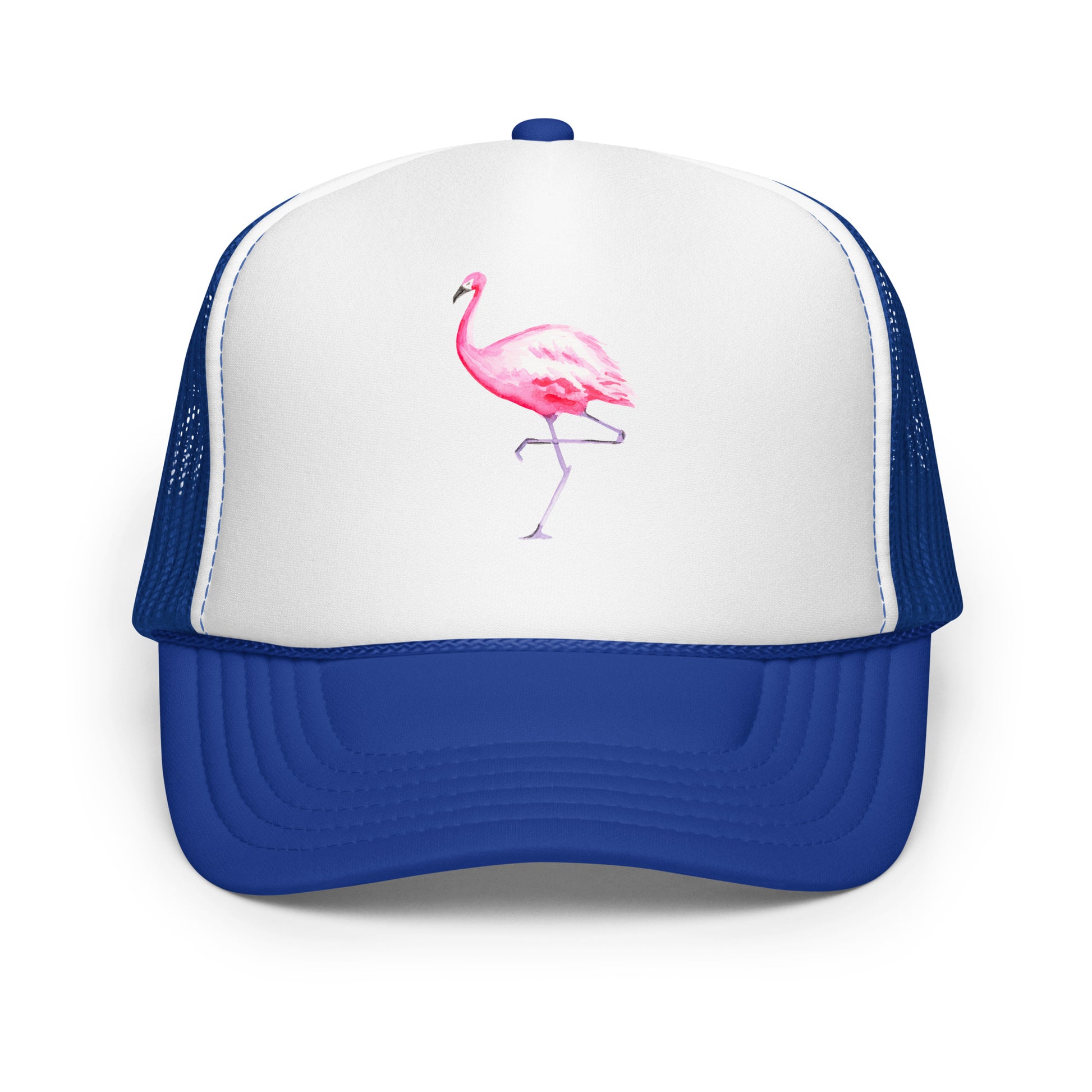 Pink Flamingo Watercolor Illustrated Trucker Hat | 9 Colors Royal White Royal