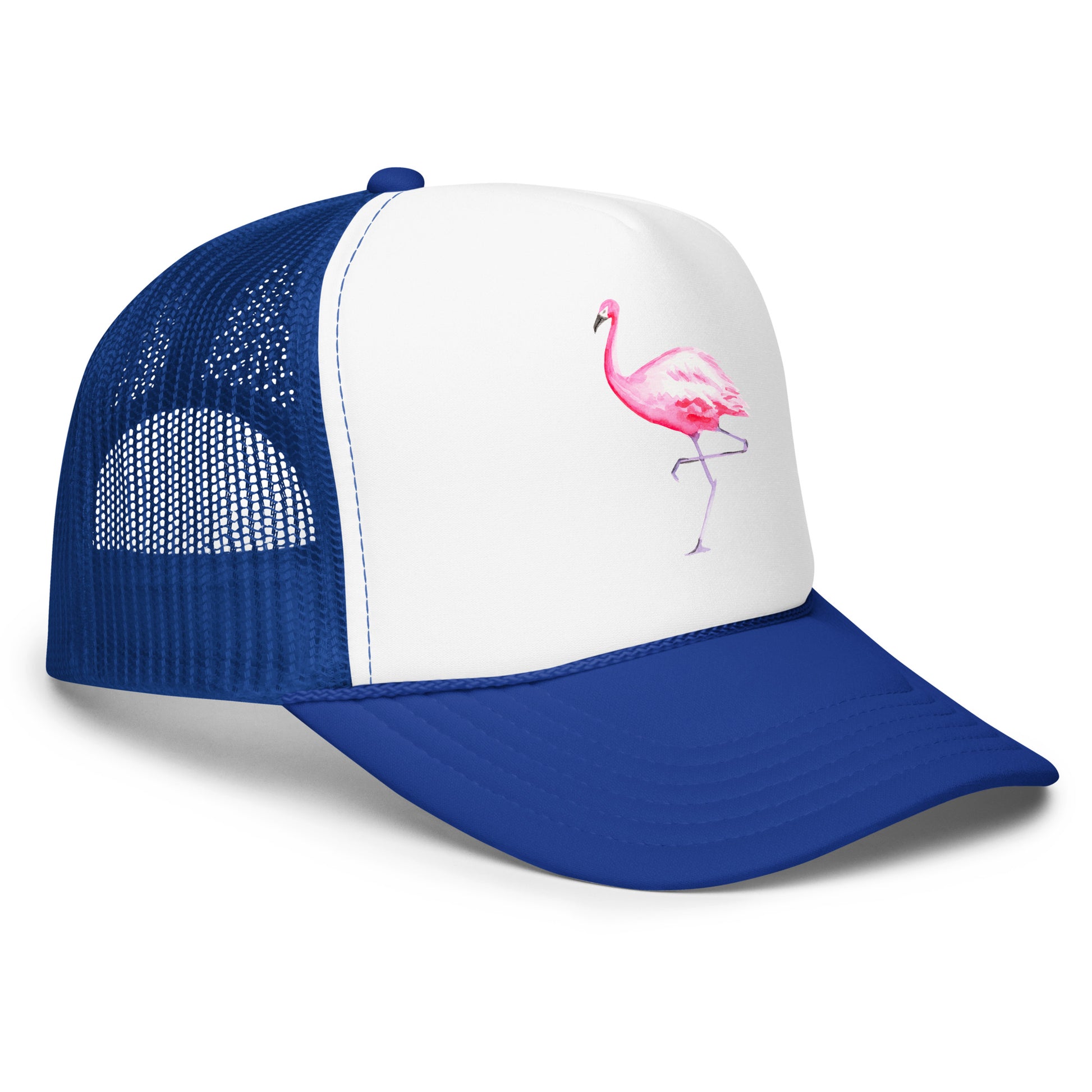 Pink Flamingo Watercolor Illustrated Trucker Hat | 9 Colors