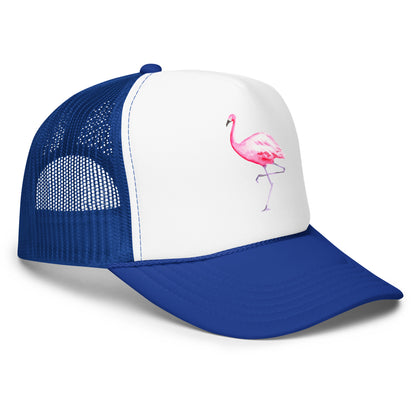 Pink Flamingo Watercolor Illustrated Trucker Hat | 9 Colors
