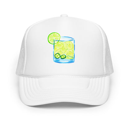 Spicy Margarita Watercolor Illustrated Trucker Hat | 4 Colors White