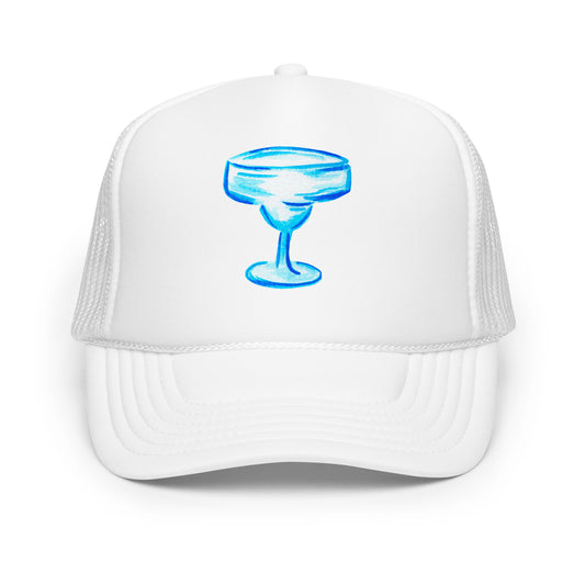 Bold Turquoise Margarita Glass Watercolor Illustration | 6 Colors White