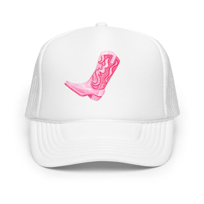 Hot Pink Cowboy Watercolor Printed Trucker Hat | Various Colors White