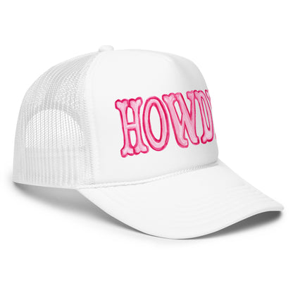 Hot Pink Howdy Watercolor Illustration Trucker Hat | 4 Colors