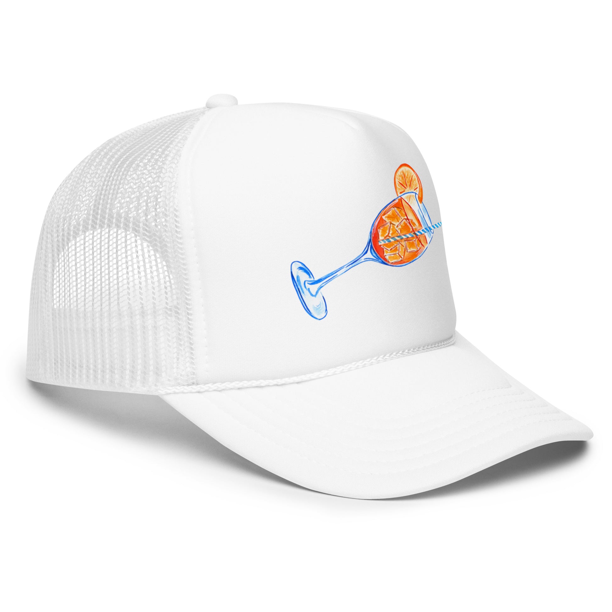 Aperol Spritz Watercolor Illustrated Trucker Hat