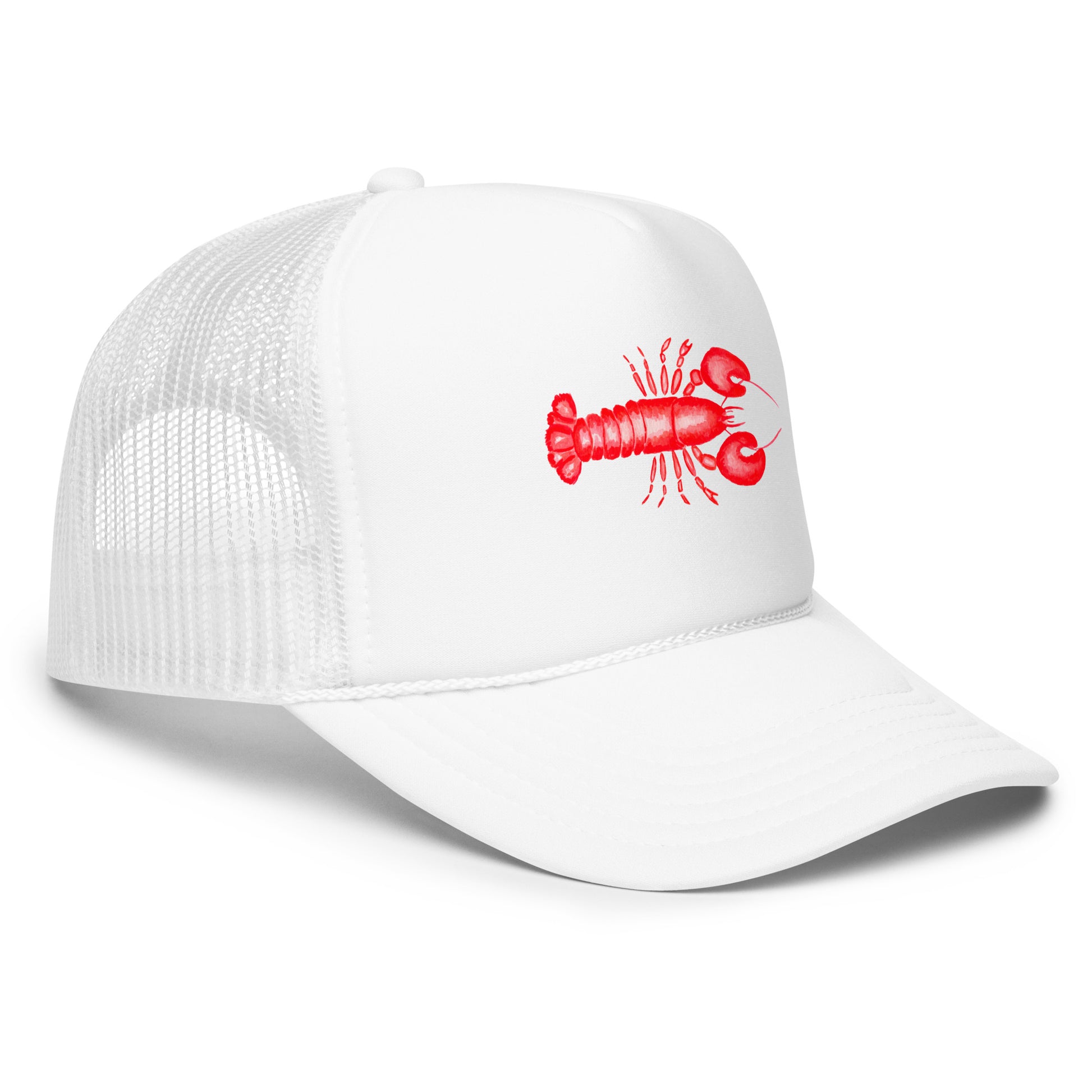 Mini Red Lobster Watercolor Illustrated Trucker Hat