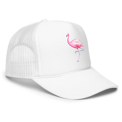 Pink Flamingo Watercolor Illustrated Trucker Hat | 9 Colors