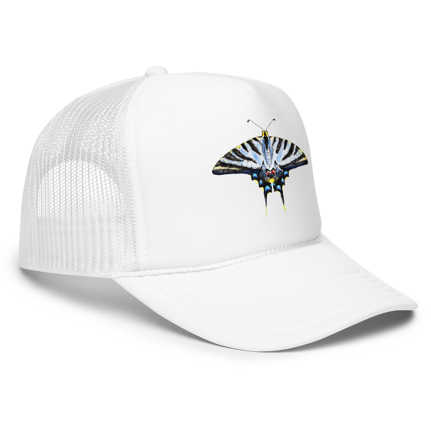 Light Blue Swallowtail Butterfly Watercolor Printer Trucker Hat | Various Hats