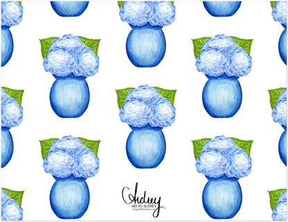 Blue Hydrangeas in a Blue VaseWatercolor Illustration | Set of 10 Cards & Envelopes | 2 Sizes