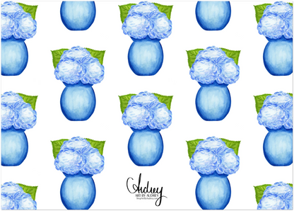 Blue Hydrangeas in a Blue VaseWatercolor Illustration | Set of 10 Cards & Envelopes | 2 Sizes