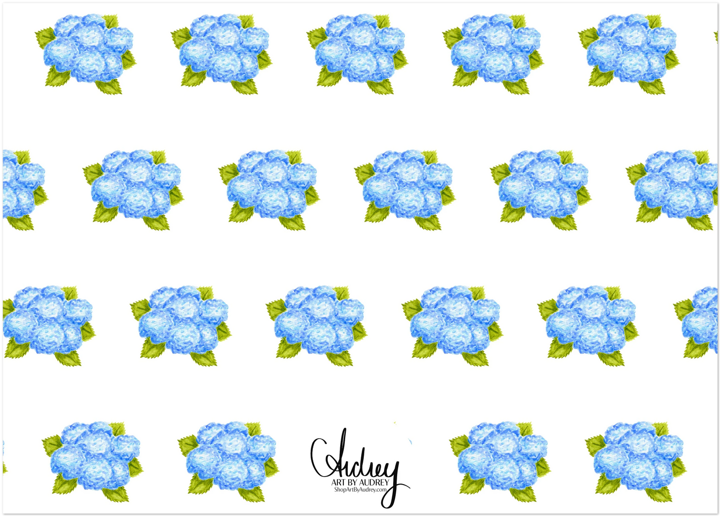 Thank You Blue Hydrangea Bunch Watercolor Illustrated Flat Notecards | Set of 10 Cards & Envelopes | 2 Sizes