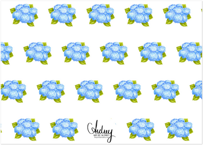 Thank You Blue Hydrangea Bunch Watercolor Illustrated Flat Notecards | Set of 10 Cards & Envelopes | 2 Sizes