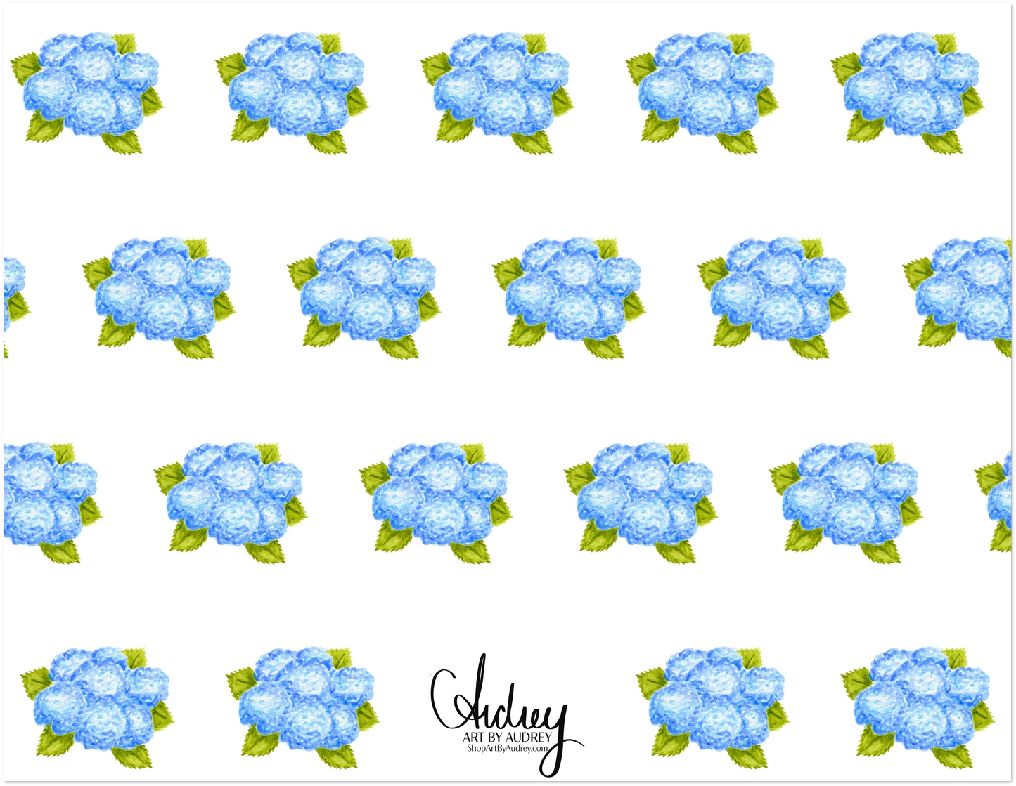 Thank You Blue Hydrangea Bunch Watercolor Illustrated Flat Notecards | Set of 10 Cards & Envelopes | 2 Sizes