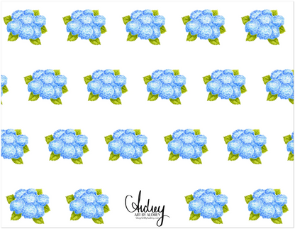 Thank You Blue Hydrangea Bunch Watercolor Illustrated Flat Notecards | Set of 10 Cards & Envelopes | 2 Sizes